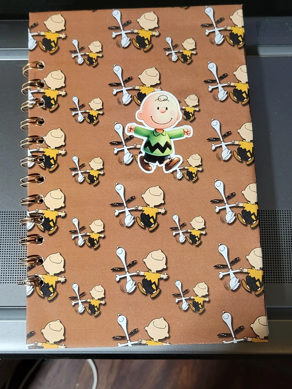 Handmade charlie brown notebook and accessories.